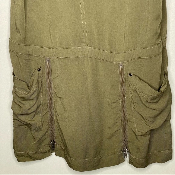 Free People Tank Military Style Dress Olive Green - Picture 3 of 5